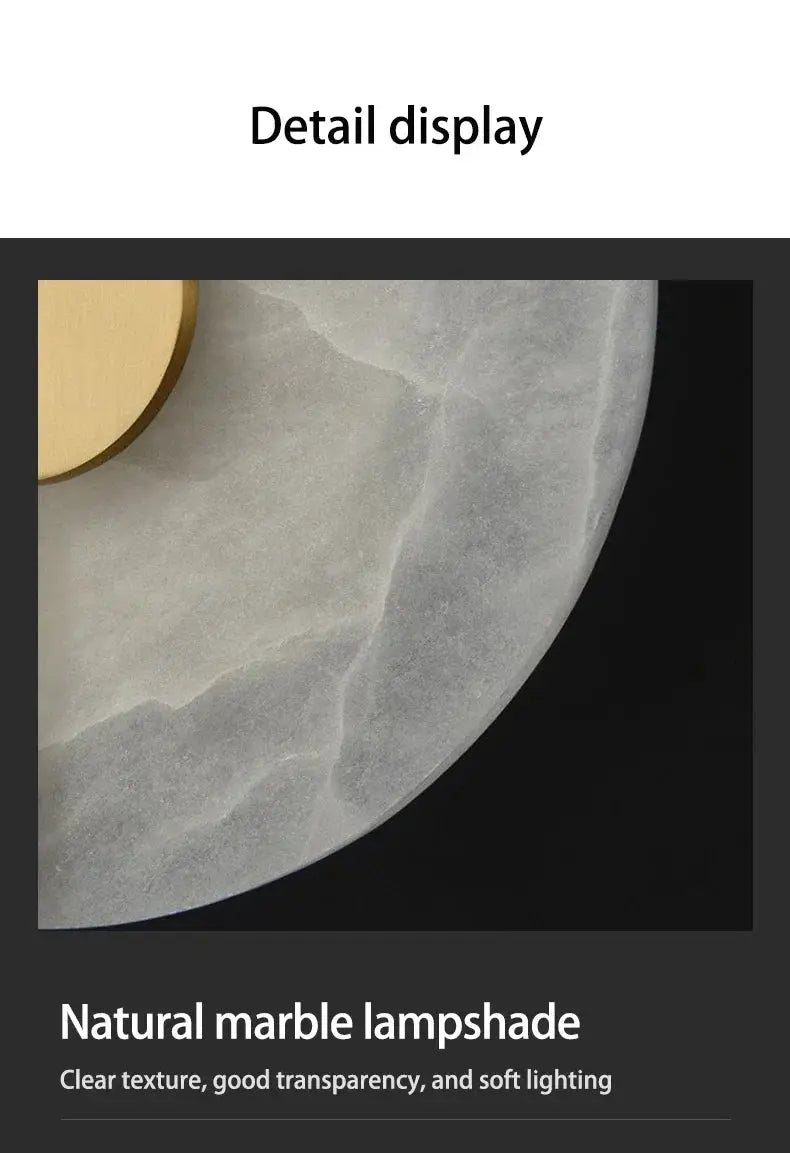 Marble wall light with alabaster lampshade and wooden mount by Simples Market