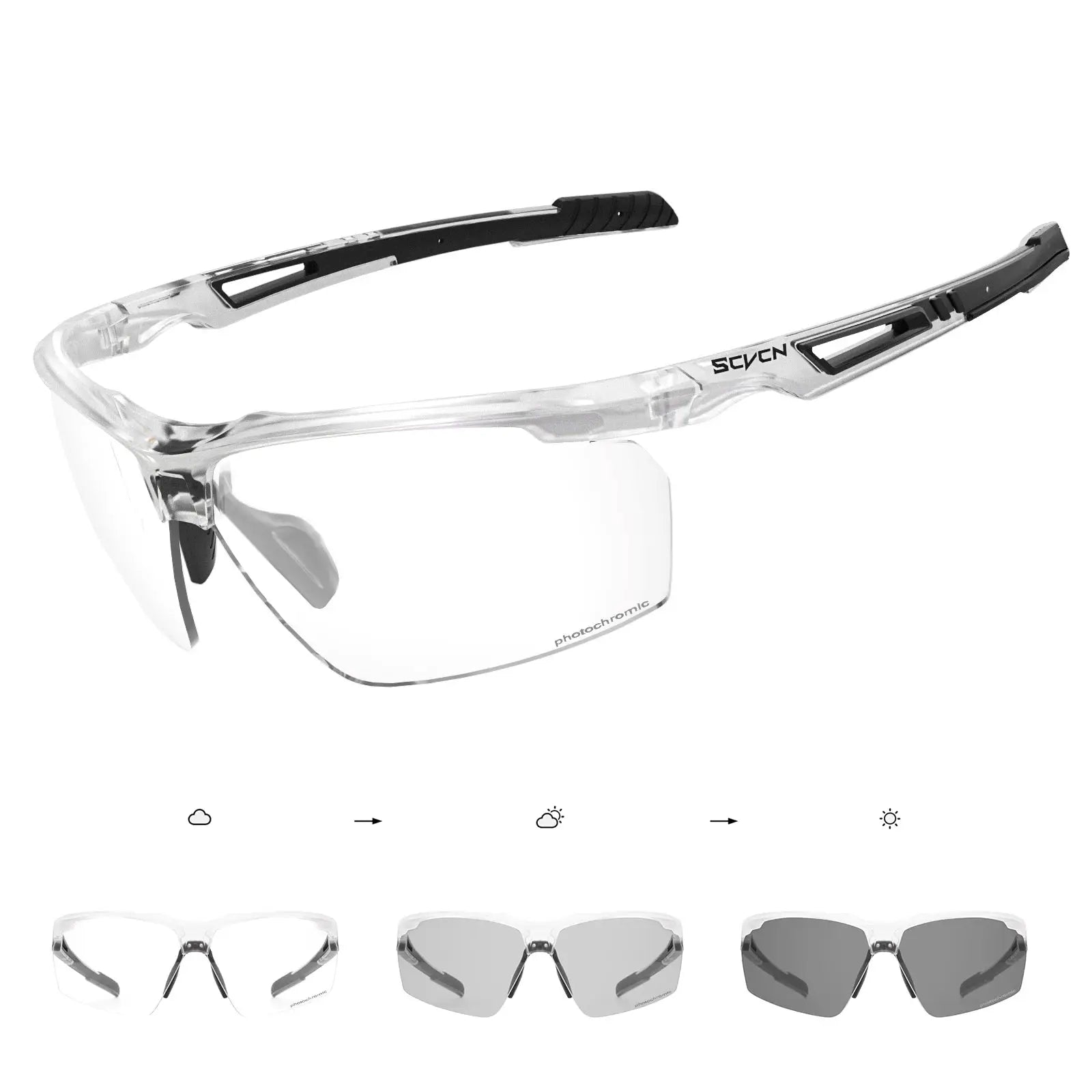 Scvcn Photochromic Cycling Glasses With Adaptive Lenses For Road And Mountain Biking UV Protection