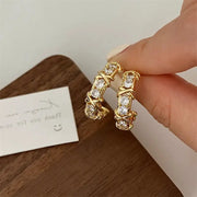 Women Stud Earrings Cubic Zirconia Cross Geometric Design Korean Fashion Jewelry Gift Wholesale