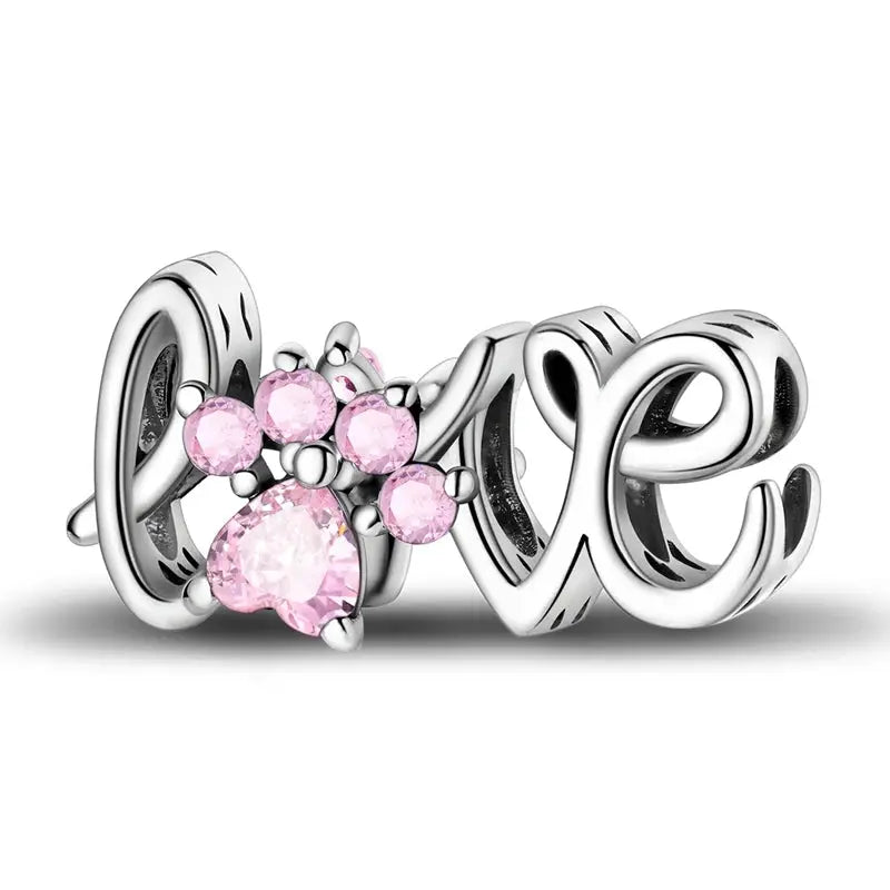 Pink Charms 925 Sterling Silver Heart Bow Perfume Bottle Charms Beads Pendants Fit Bracelet DIY Jewelry Making Women