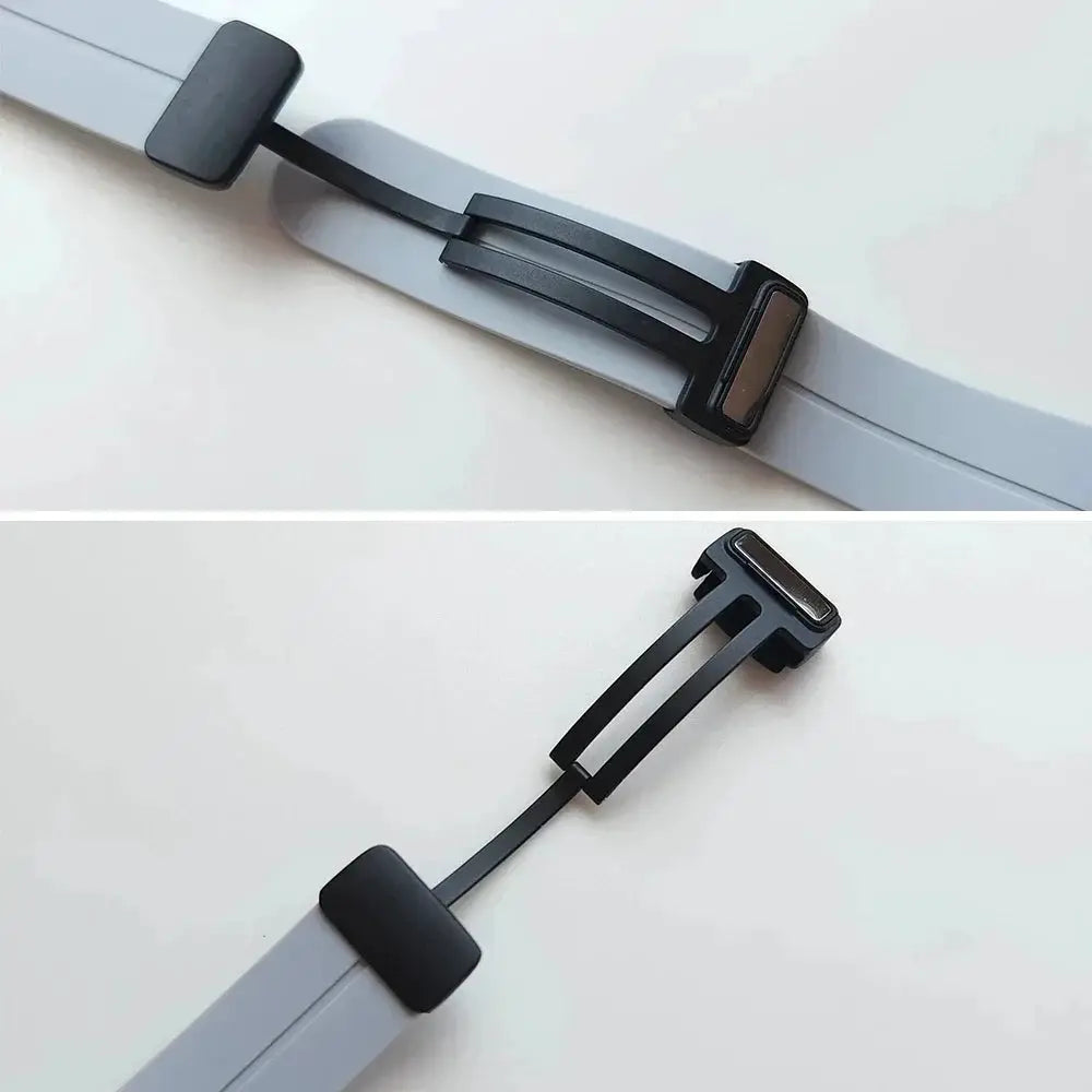 Simples Market gray silicone sport watch strap with magnetic buckle, 20/22mm, for Samsung Galaxy Watch and Huawei GT