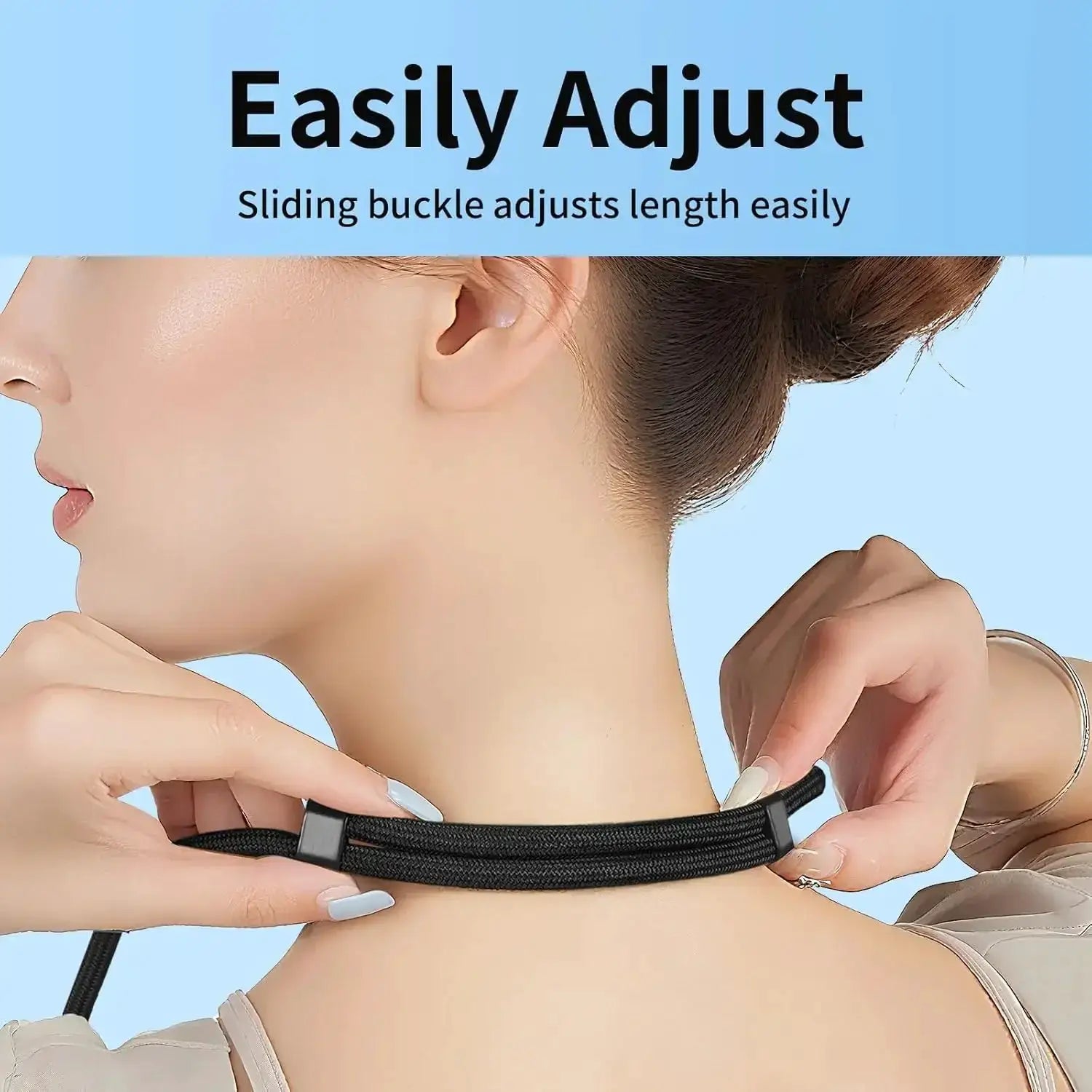 Universal adjustable phone lanyard crossbody strap in black fabric with a clip Simples Market