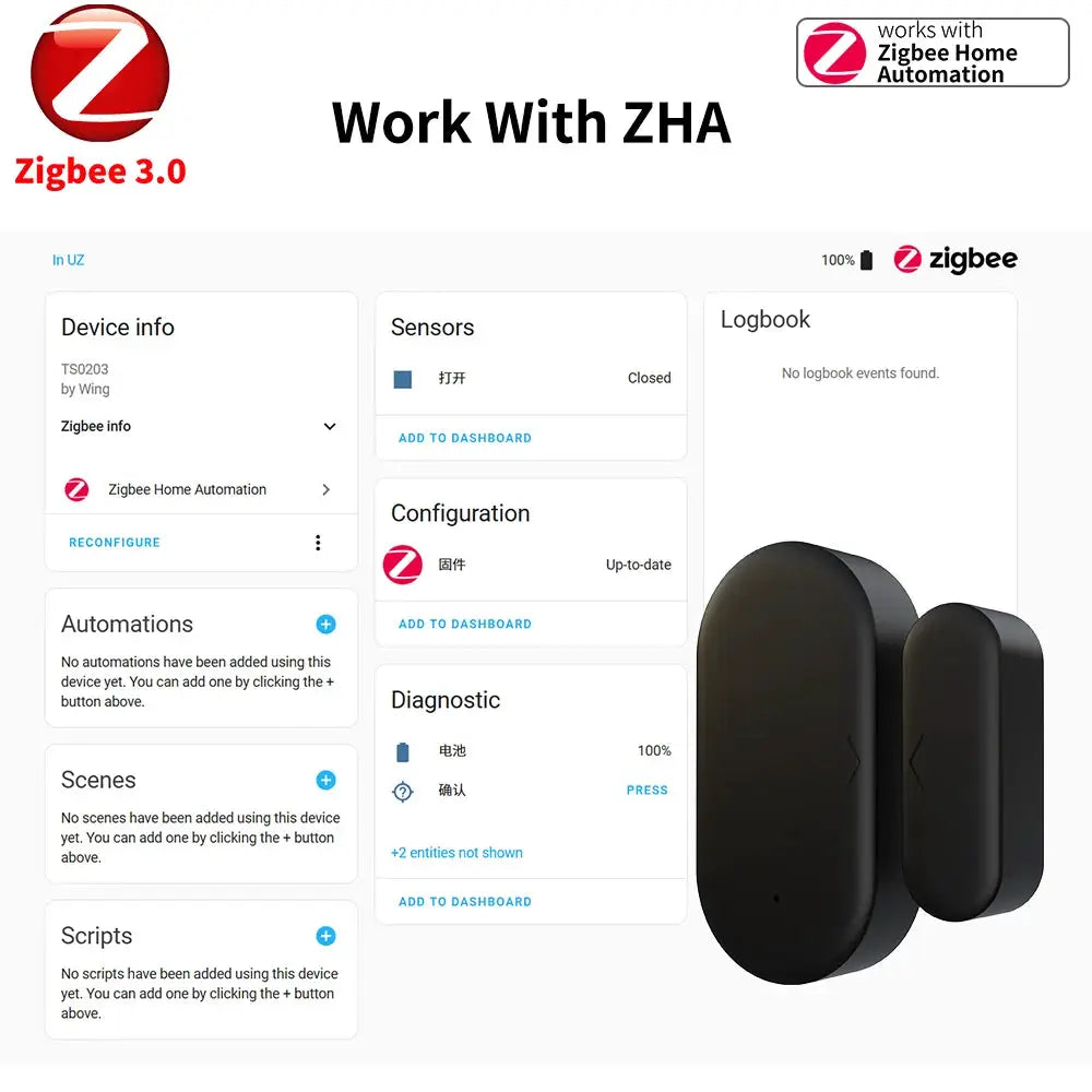 Zigbee 3.0 Contact Sensor Door And Window Sensor Hub Required Works With Home Assistant Alexa Yandex ZHA Zigbee2MQTT HA