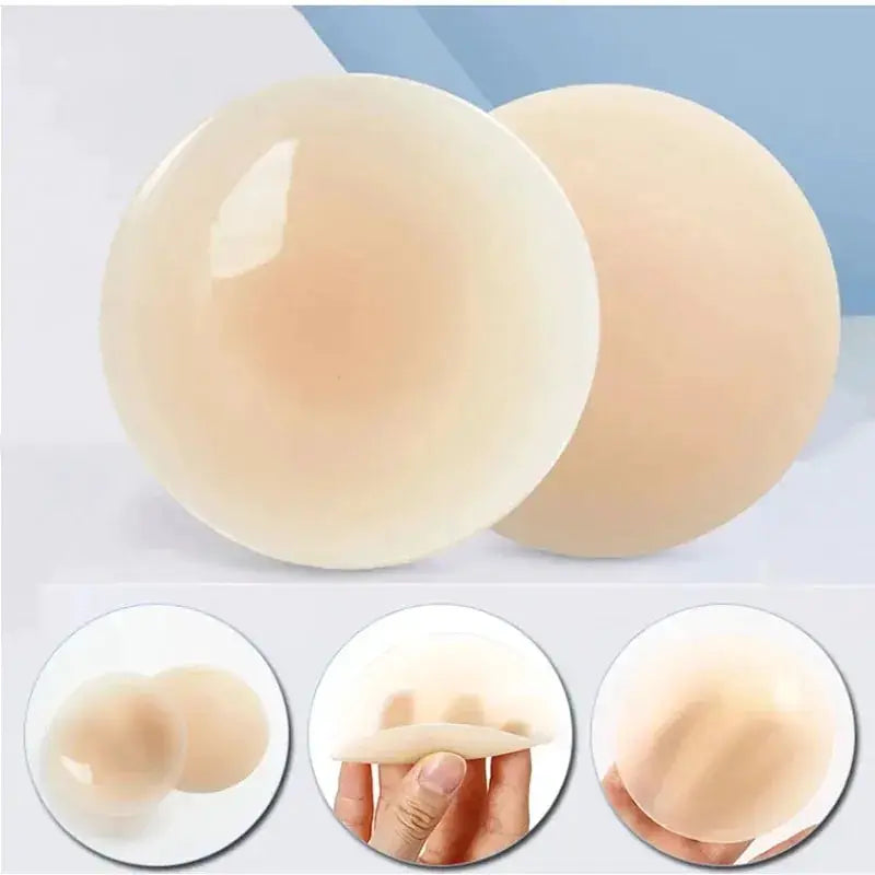 Nipple covers, 1 pair, beige silicone adhesive petals for strapless backless outfits by Simples Market