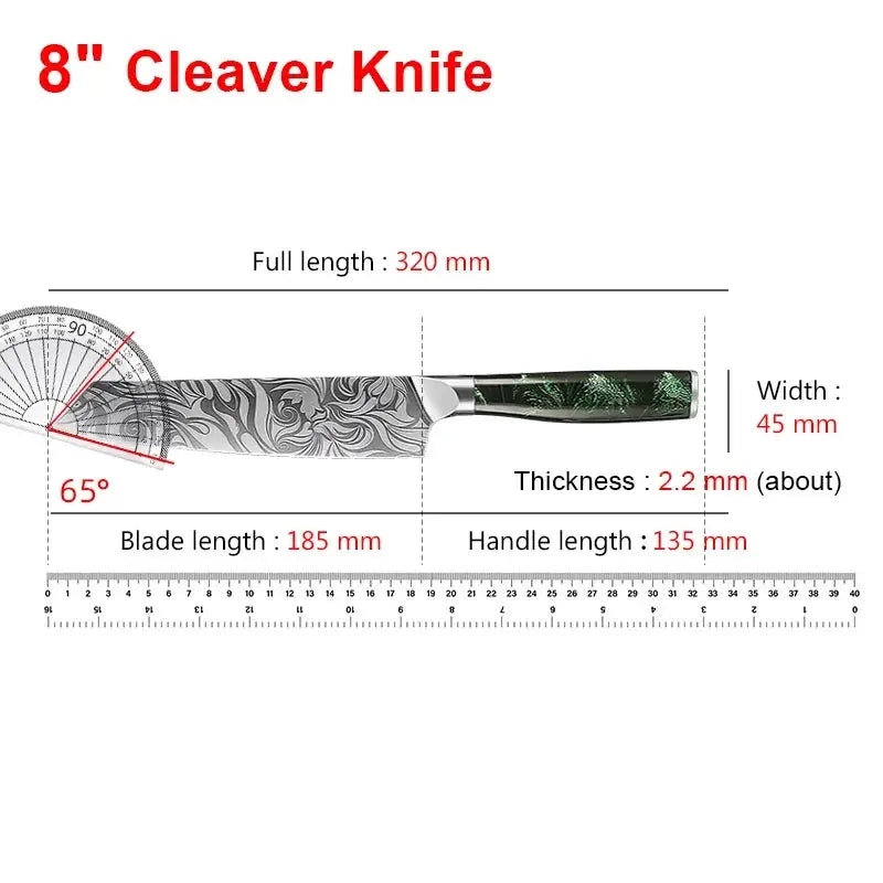 Hikari Japanese Laser Damascus Kitchen Knife Versatile Utility Chef Knife for Meat Fruit Bread Vegetables