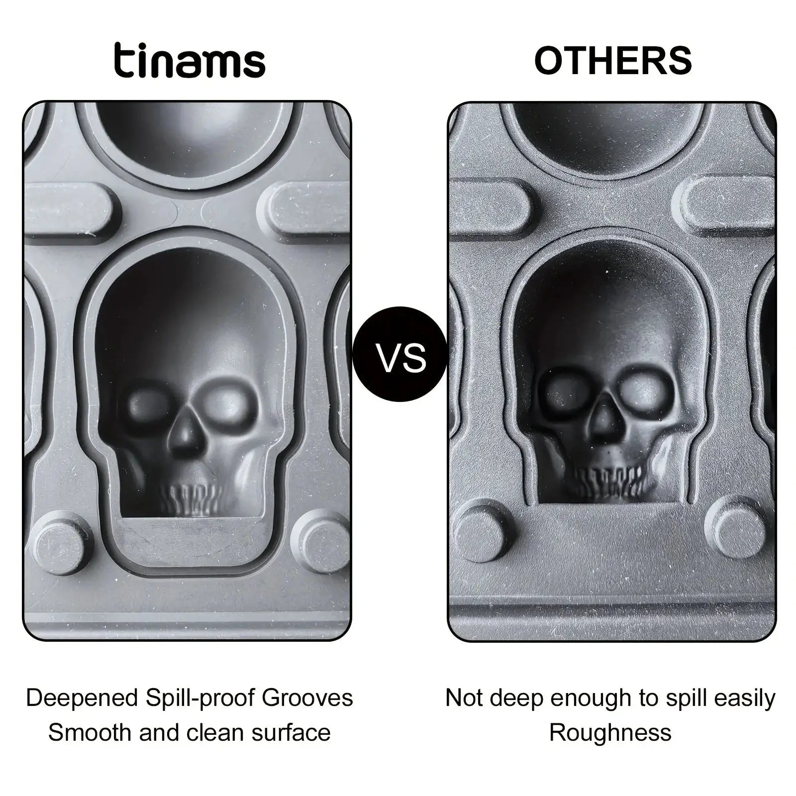 Skull Ice Ball Mold Silicone 3D Flexible Ice Cube Tray BPA Free For Freezer Horror Skull Head Cocktail Ice Ball Maker