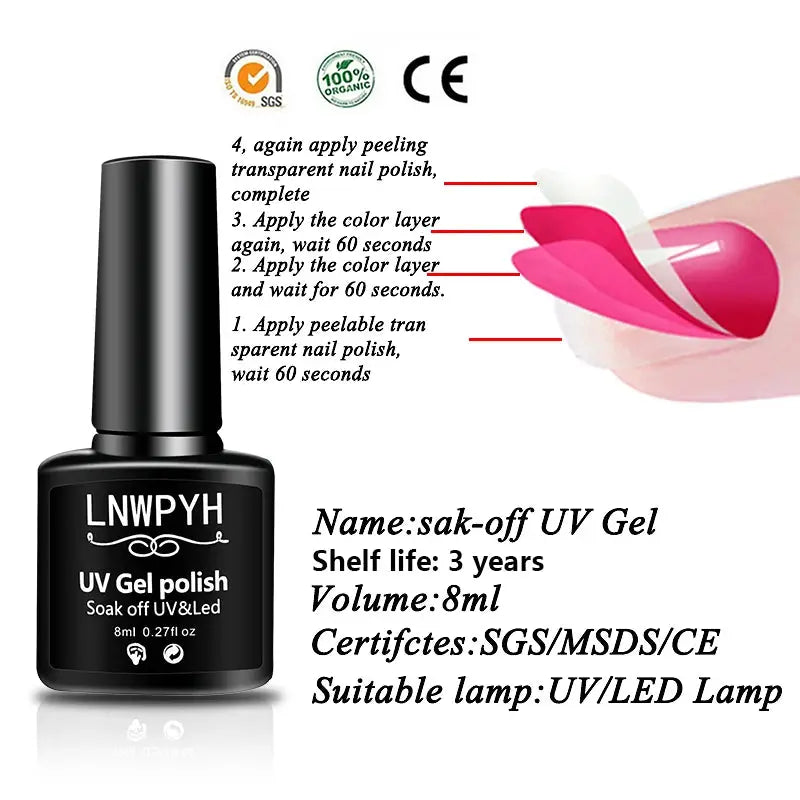 Simples Market UV gel nail polish bottle, 8ml, black compact bottle with soak-off UV/LED gel label