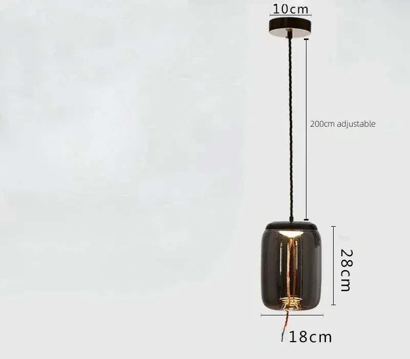 Pendant lamp blue glass with hemp rope, adjustable cord up to 200 cm for coffee shop or bar.
