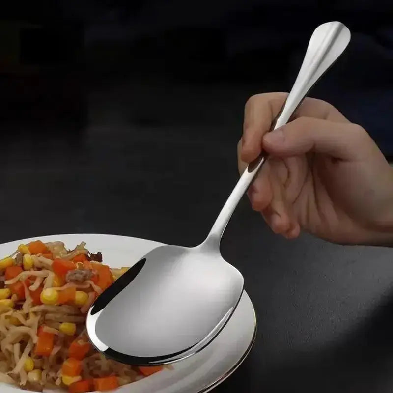 Large Stainless Steel Serving Spoon Ergonomic Kitchen Flatware For Rice Pasta And Salad