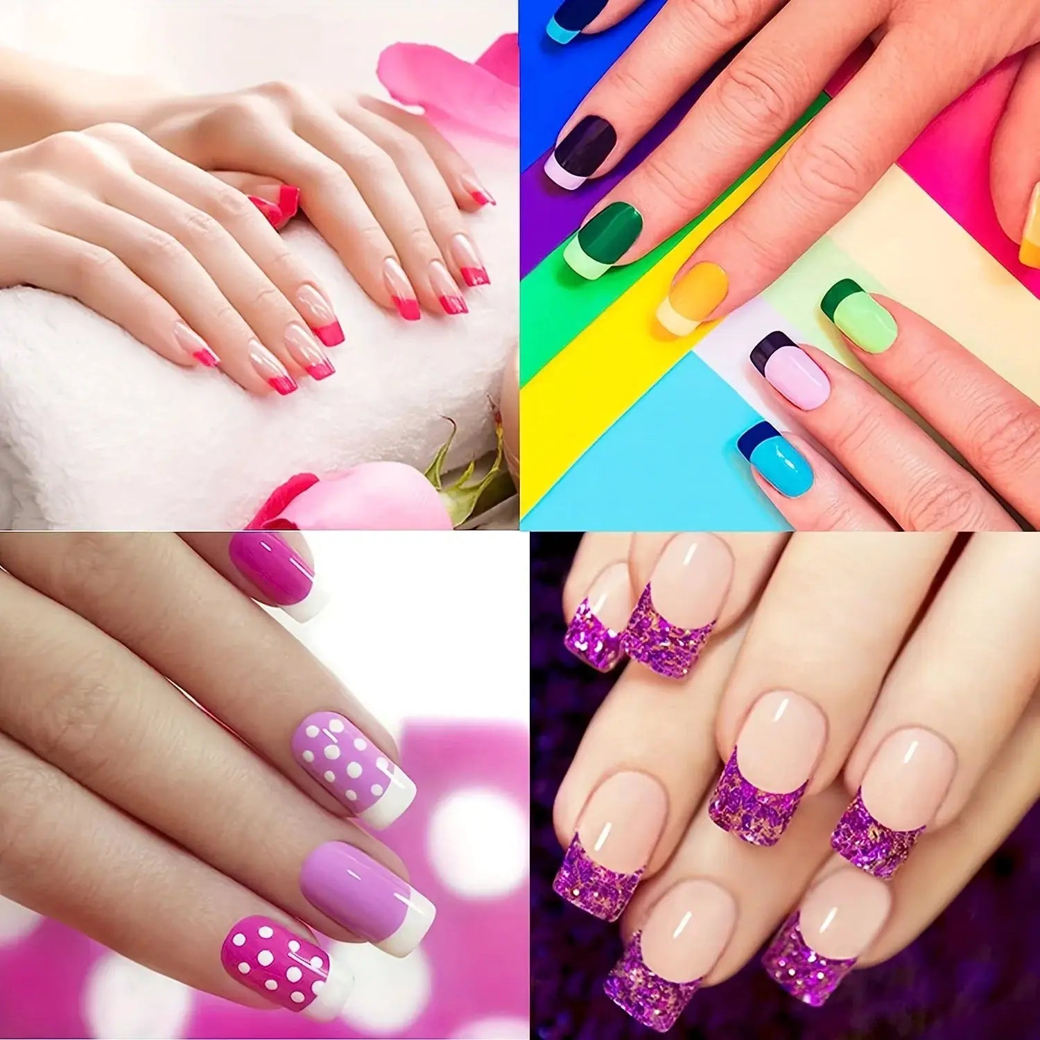 Simples Market 3-pack French nail art stickers with white self-adhesive fringe tip decals for DIY manicure