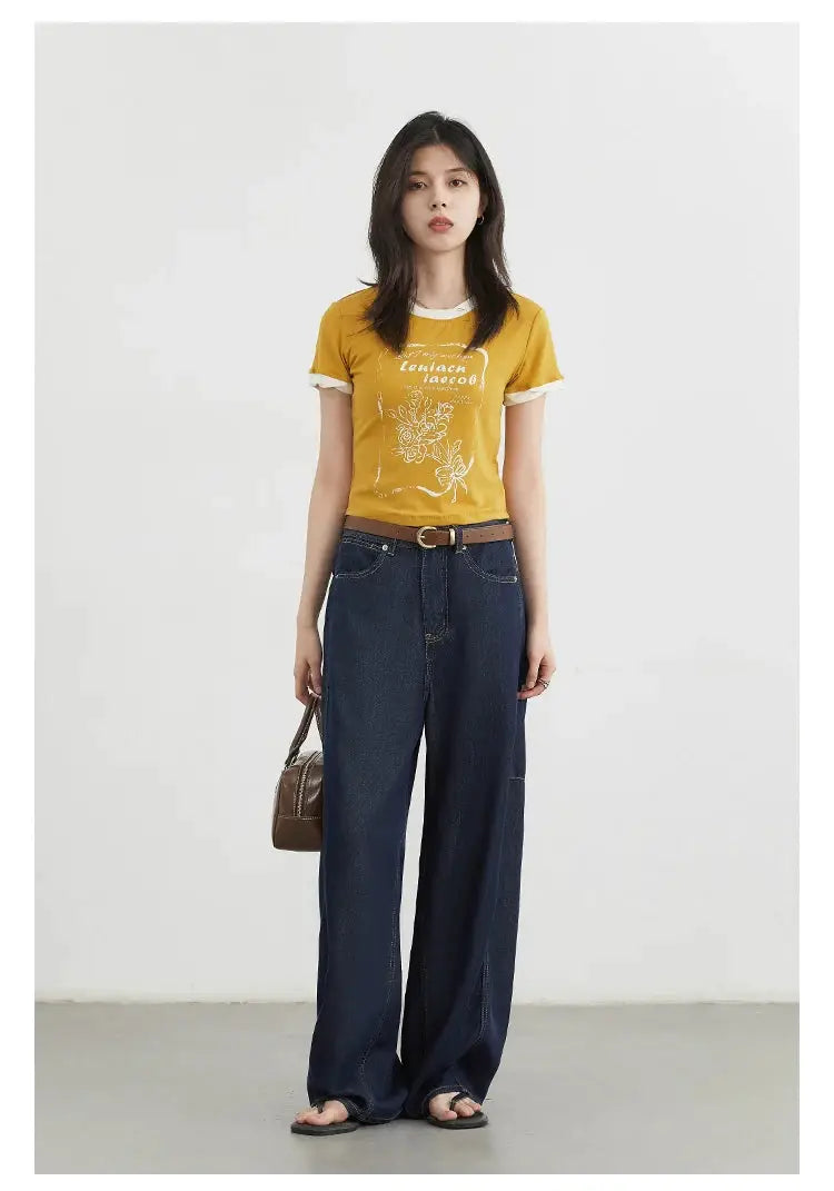 Chic Ven Womens Split High Waist Wide Leg Denim Jeans Spring 2025