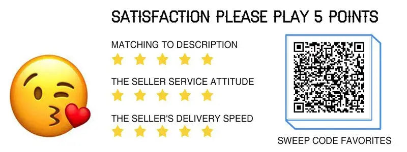 Satisfaction rating banner with a kissing emoji, five gold stars, and a QR code on the right