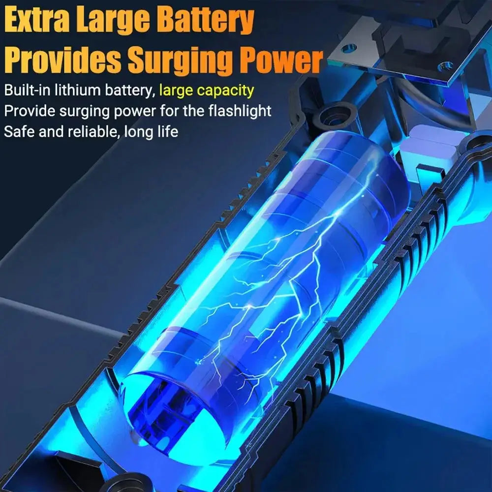 Flashlight Simples Market 100000LM rechargeable LED torch with extra-large battery for long-range outdoor use
