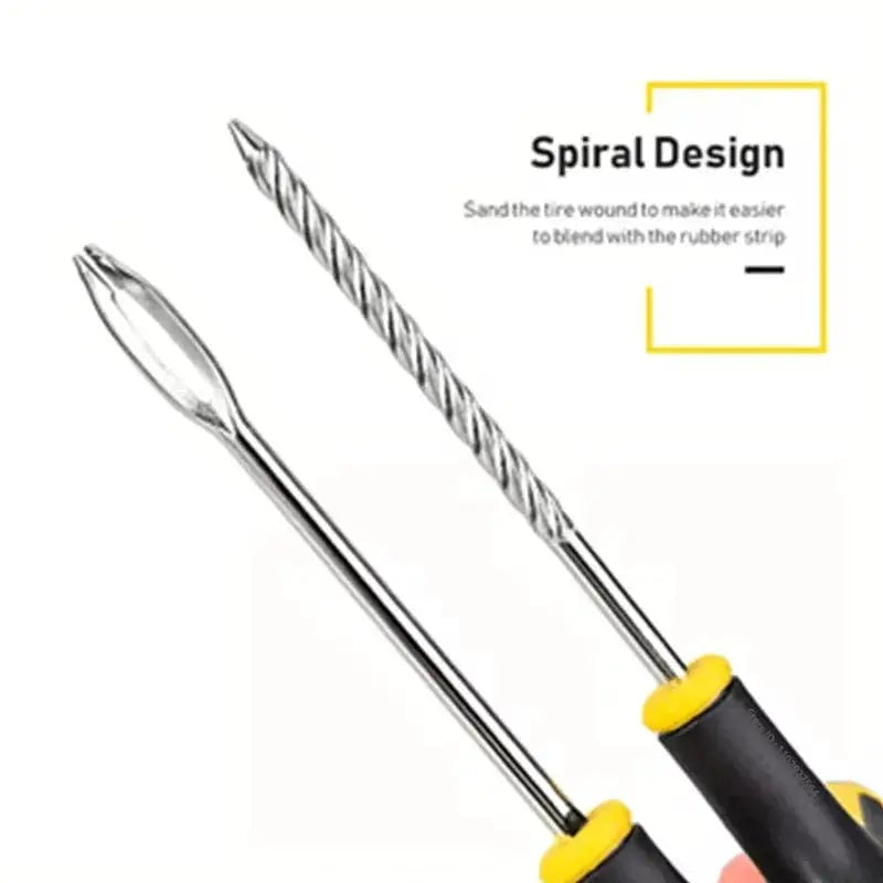 Simples Market car tire repair tool kit with two yellow-handled tools: spiral plug tool and puncture awl
