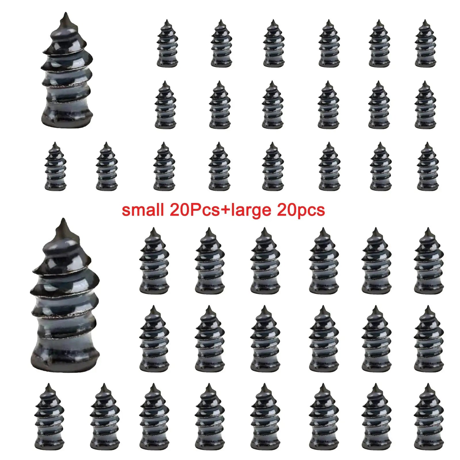 Simples Market tire repair screws set; black puncture screws for auto and motorcycle, 40 pcs (20 small + 20 large)