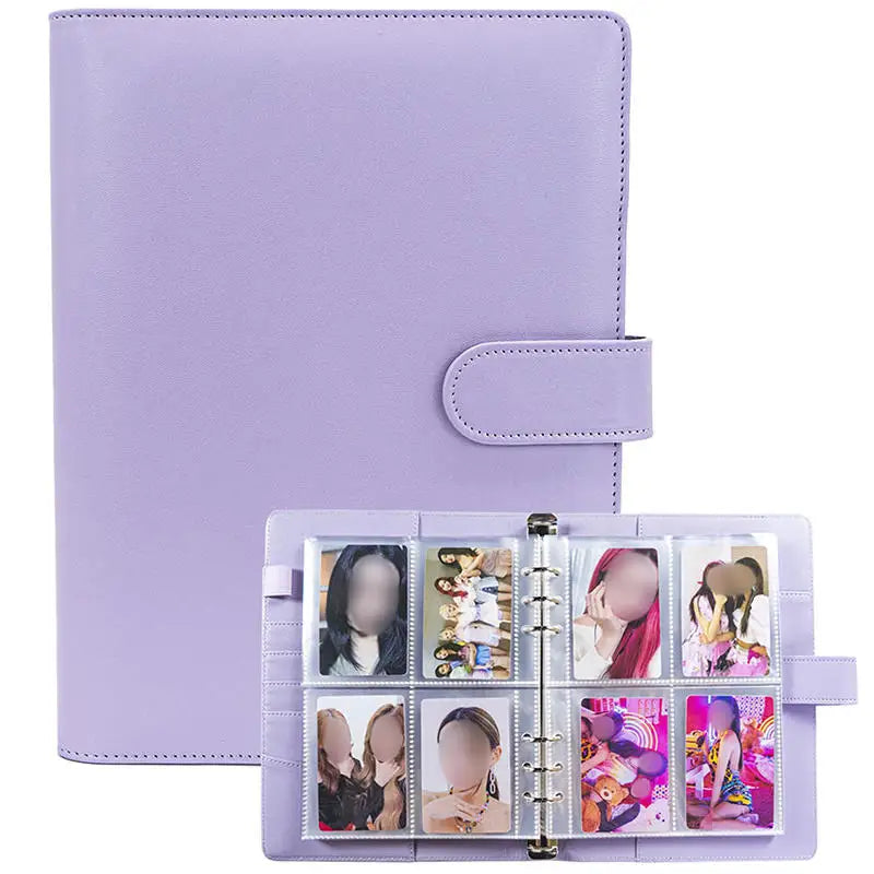 A5 photocard binder Simples Market purple PU leather with 6-ring binder and four-pocket sleeves