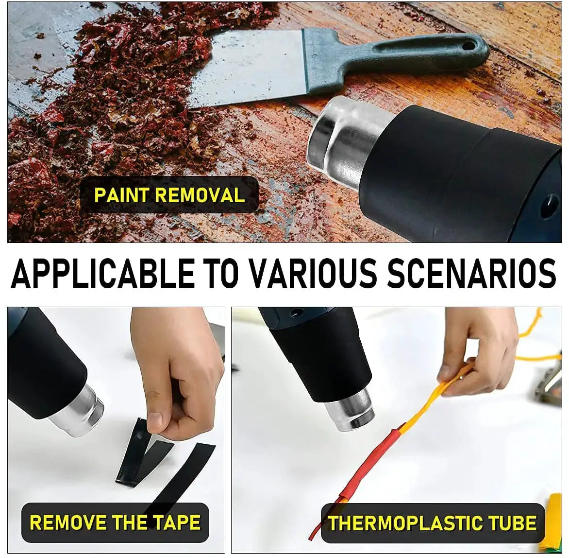 2000W Professional Heat Gun With Four Nozzles Adjustable 60 To 600 C For Paint Stripping PVC Shrinking DIY