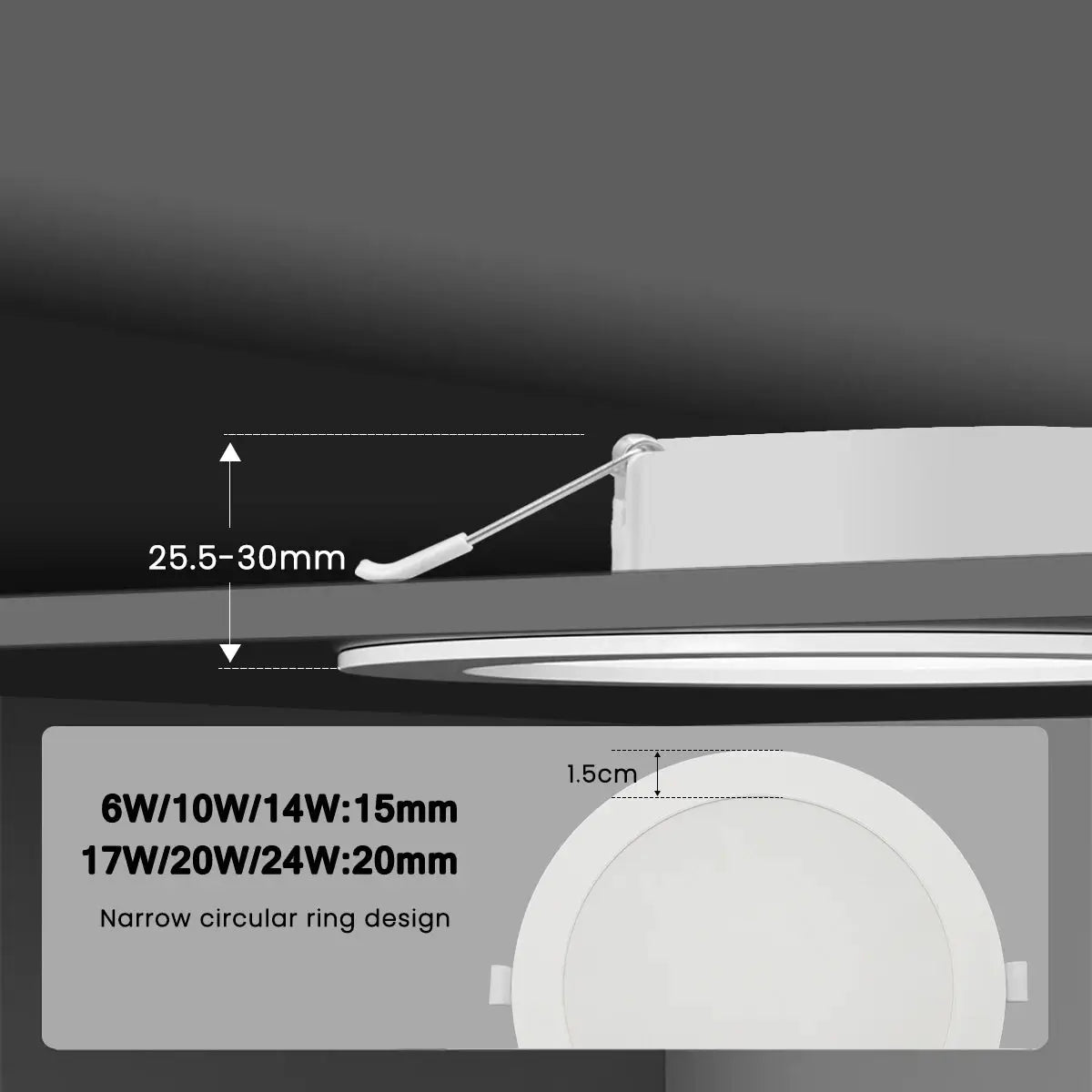 Simples Market LED ceiling spotlight with narrow circular ring design, adjustable 90°, 7W, 3CCT 3000K/4000K/6000K