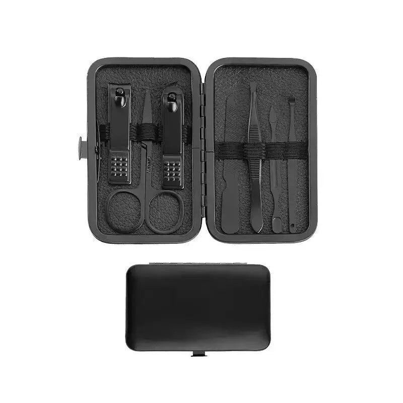 Stainless Steel Nail Clipper Set with Case Angled Nail Clippers Pedicure Tools Ear Pick Scoop and Dead Skin Remover
