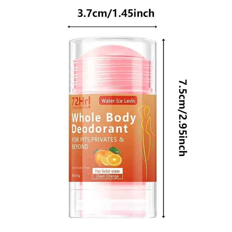 Full-Body Deodorant Stick by Simples Market; aluminum-free, 45g with orange extract for gentle moisture.