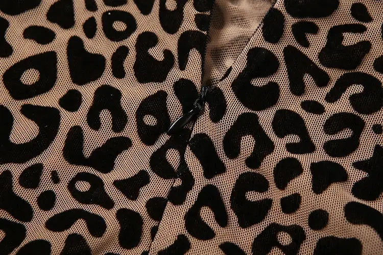 Kliou Midnight Y2K leopard-print women's jumpsuit with zipper detail