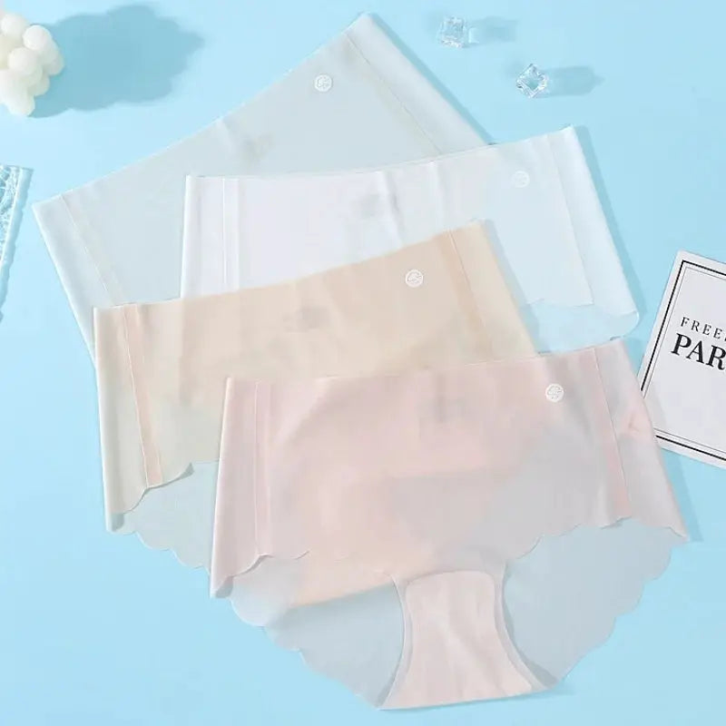 7-Piece ultra-thin ice-silk panties set, low-rise briefs in pastel colors, Simples Market