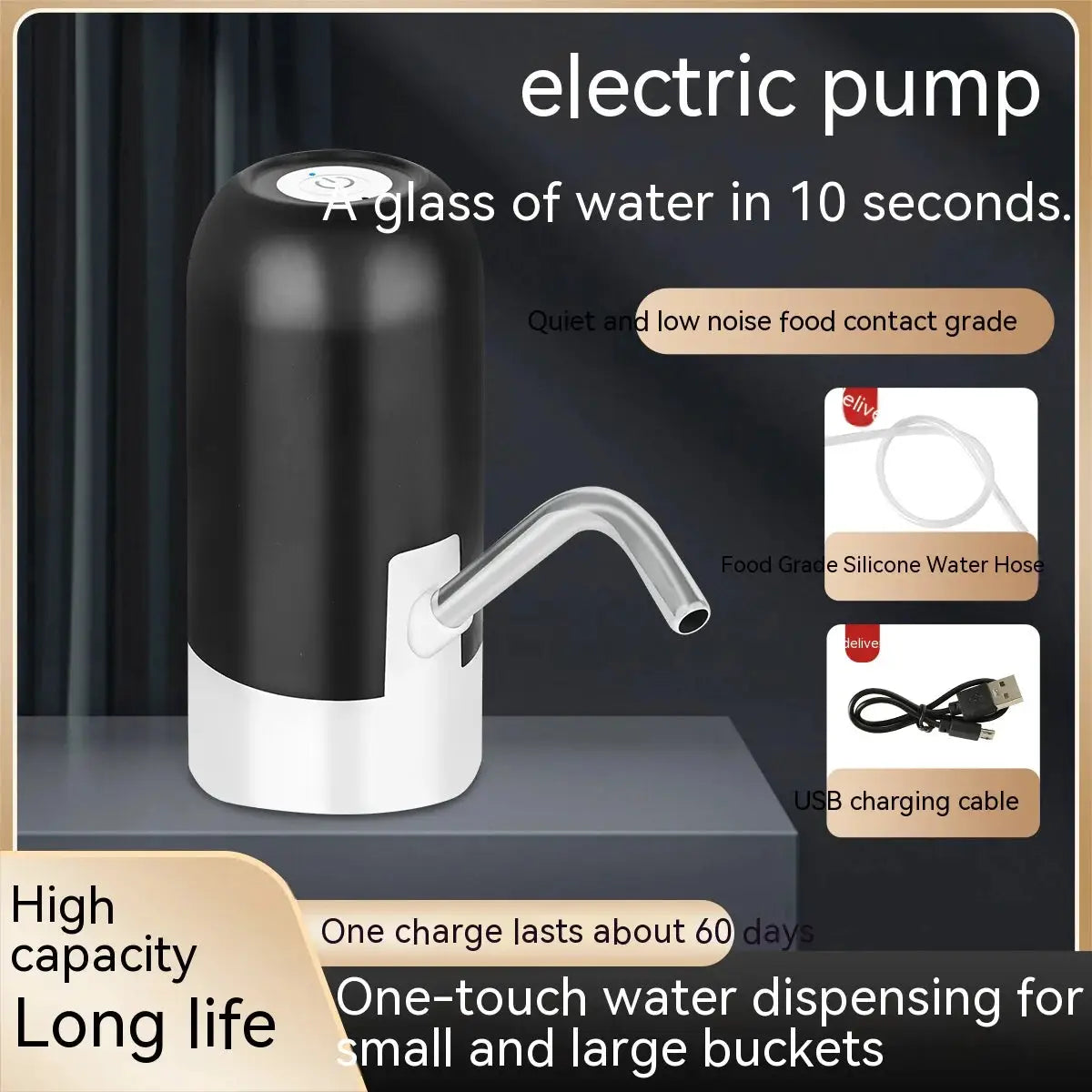 5 Gallon Water Bottle Dispenser With USB Charging Automatic Drinking Water Pump Portable Electric