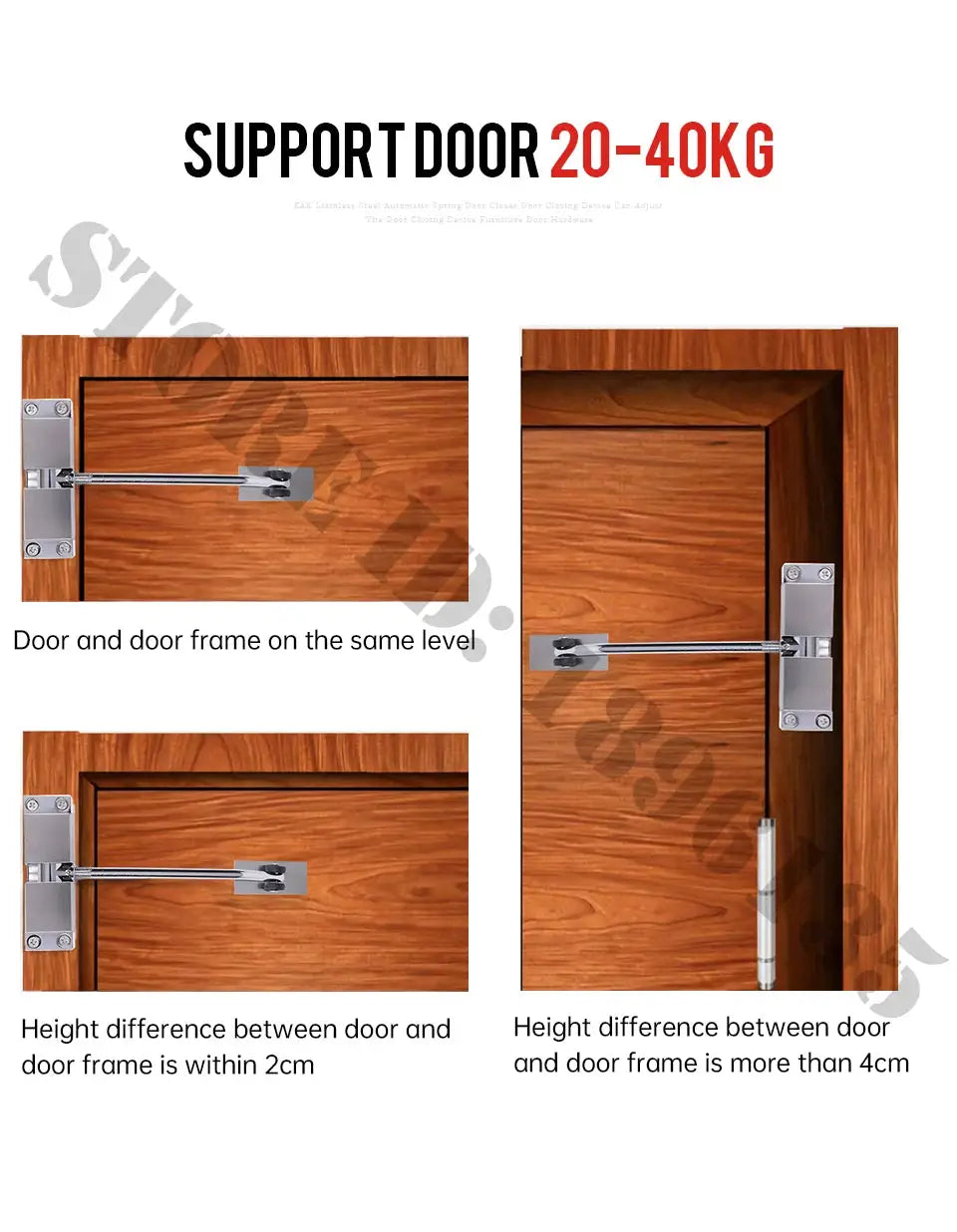 Simples Market stainless steel automatic spring door closer for interior doors; adjustable closing force.