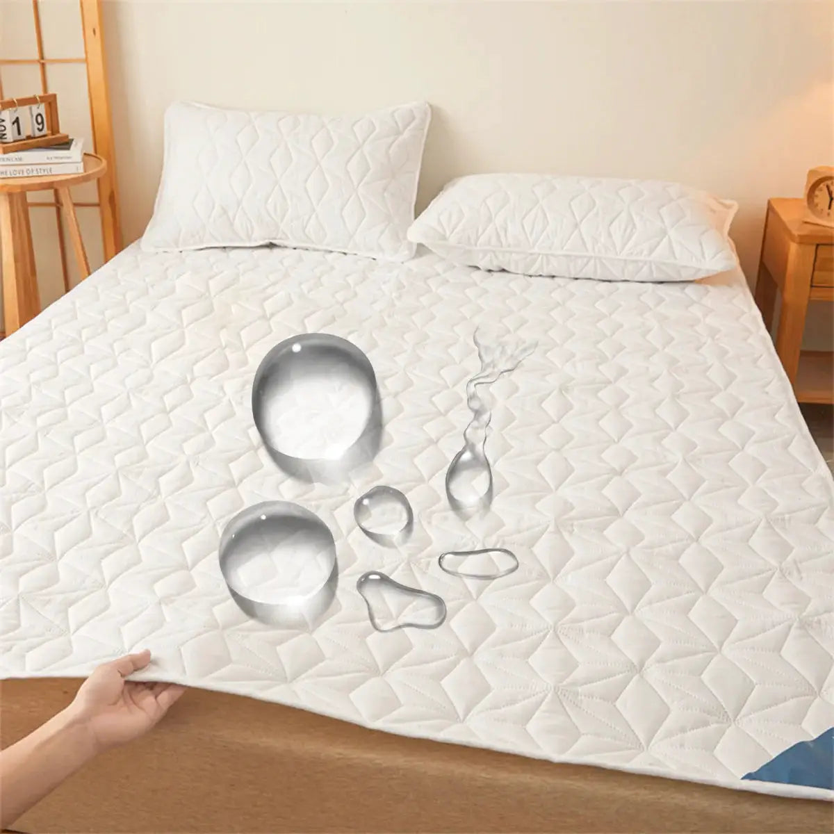 Waterproof mattress protector Simples Market breathable noiseless quilted cover with 4 corner straps, fits up to 40 cm