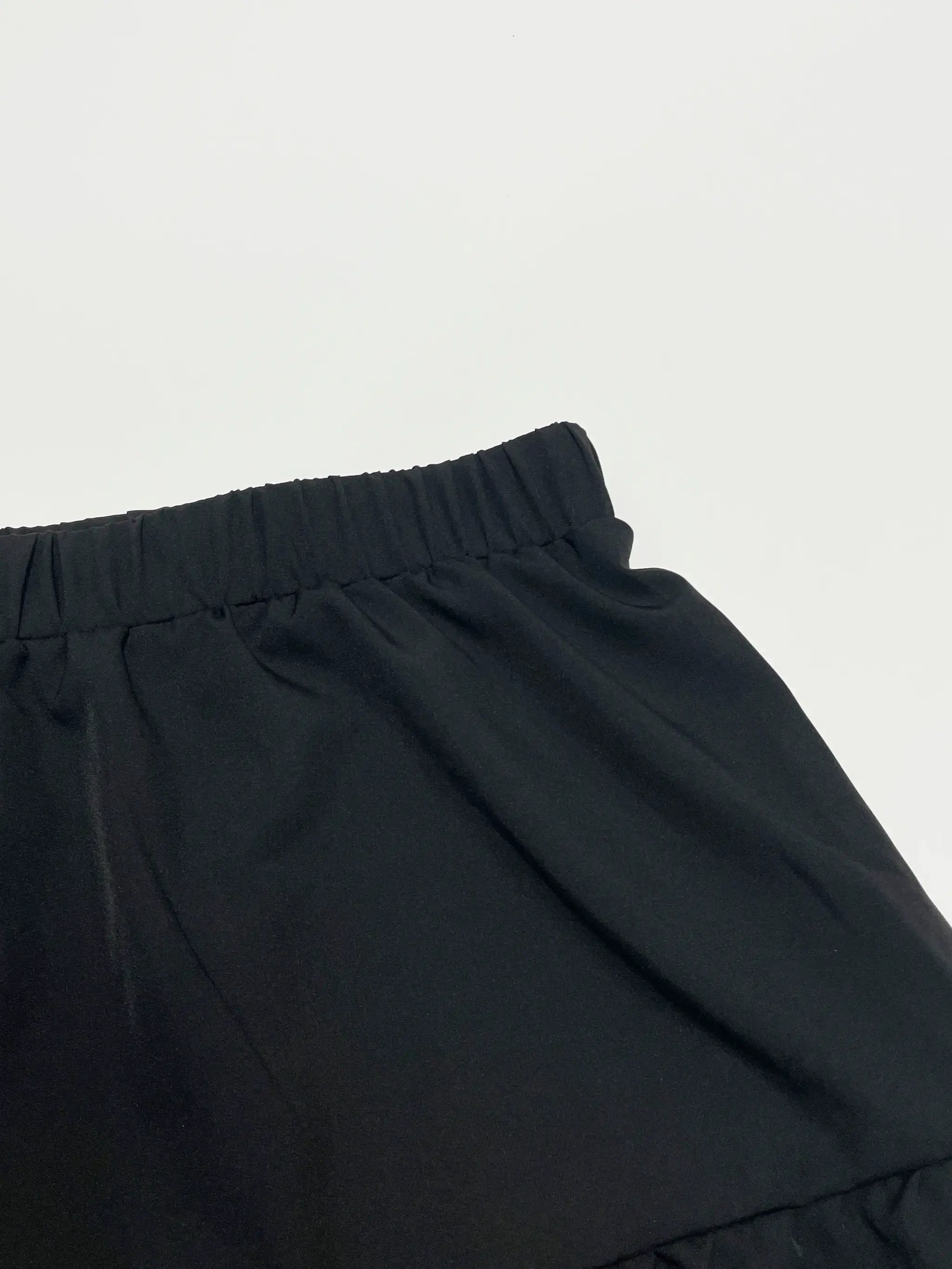 Simples Market women's black flounce-hem skirt, high-waist A-line with elastic waistband