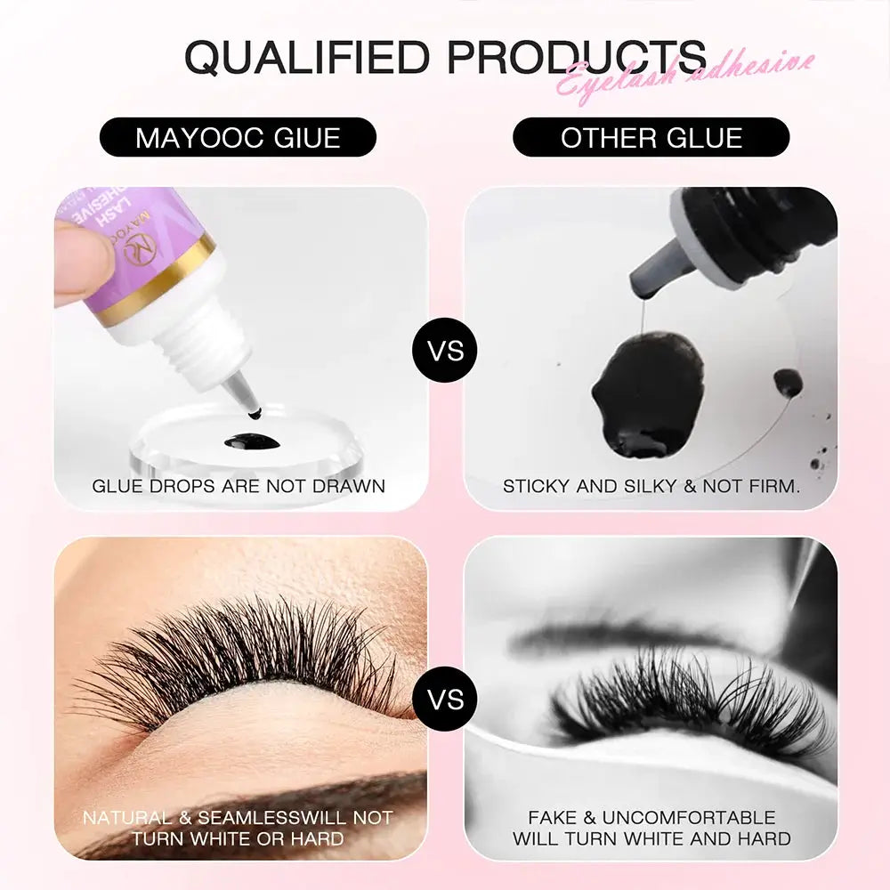 Mayooc 0.3 Sec Eyelash Extension Glue Fast Dry Lash Adhesive for Individual Lashes Sensitive Eyes Black Strong Bond