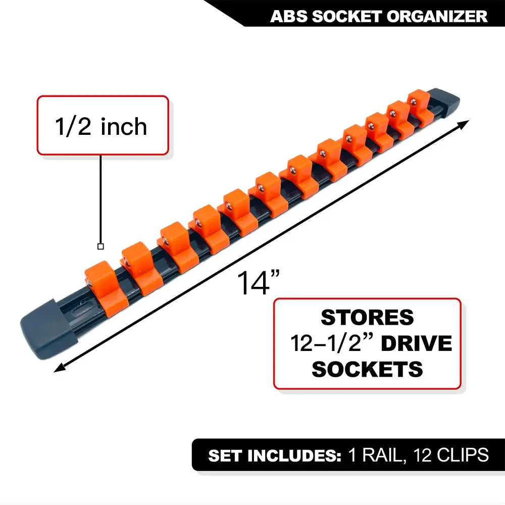 Durable Plastic Socket Organizer Rail Bracket For Quarter Inch Three Eighths And Half Inch Wrenches
