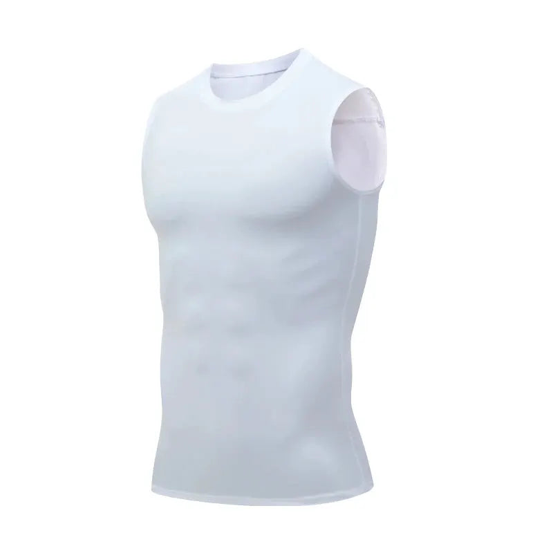 Simples Market men's compression tank top, sleeveless quick-dry gym shirt in white