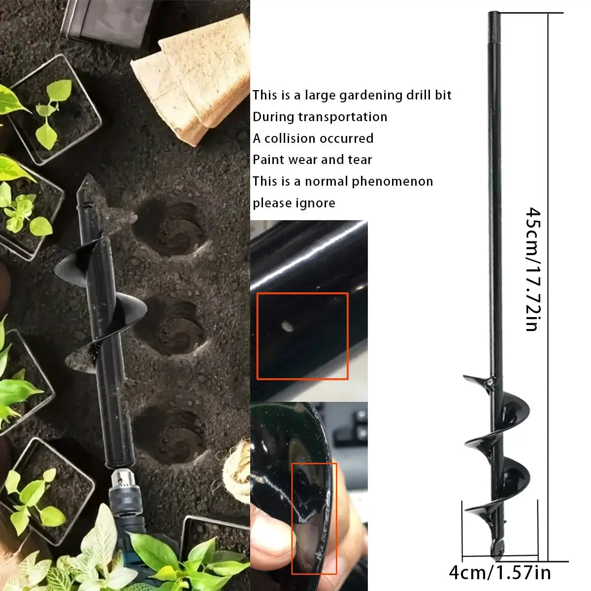 Spiral Hole Drill Bit For Gardening Planting Attach To Corded Or Cordless Drill For Easy Soil Loosening And Hole Digging