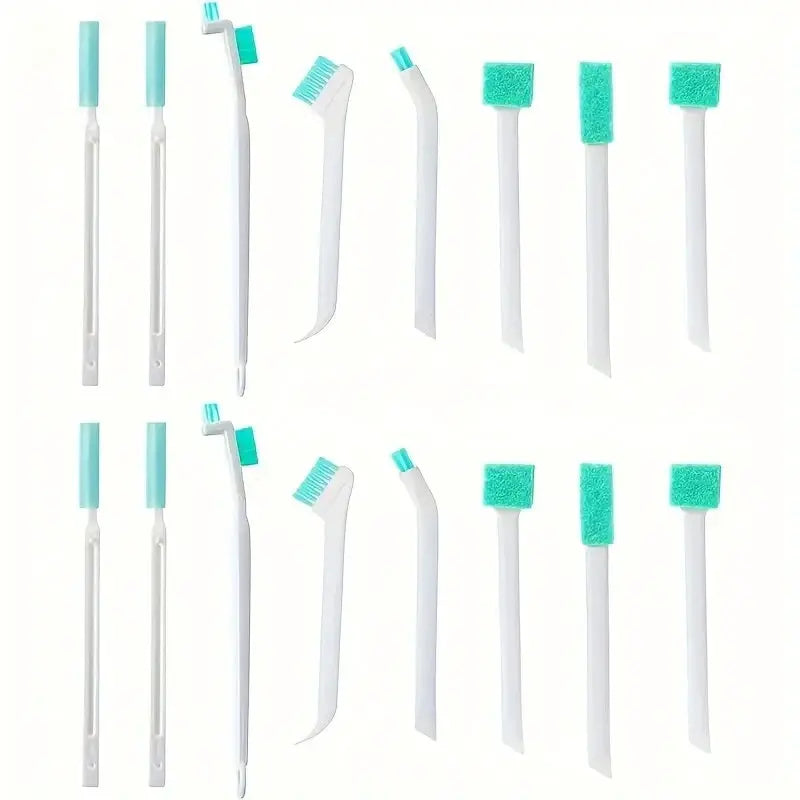 Simples Market 9-piece bottle and window cleaning brush set with turquoise bristles and white handles