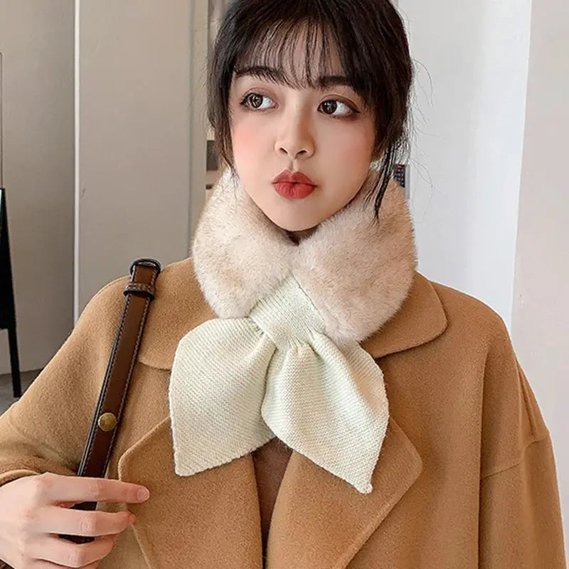 CosyWeave Cross Strap Knitted Neck Scarf Soft Imitation Cashmere For Autumn And Winter Fashion Accessory For Women