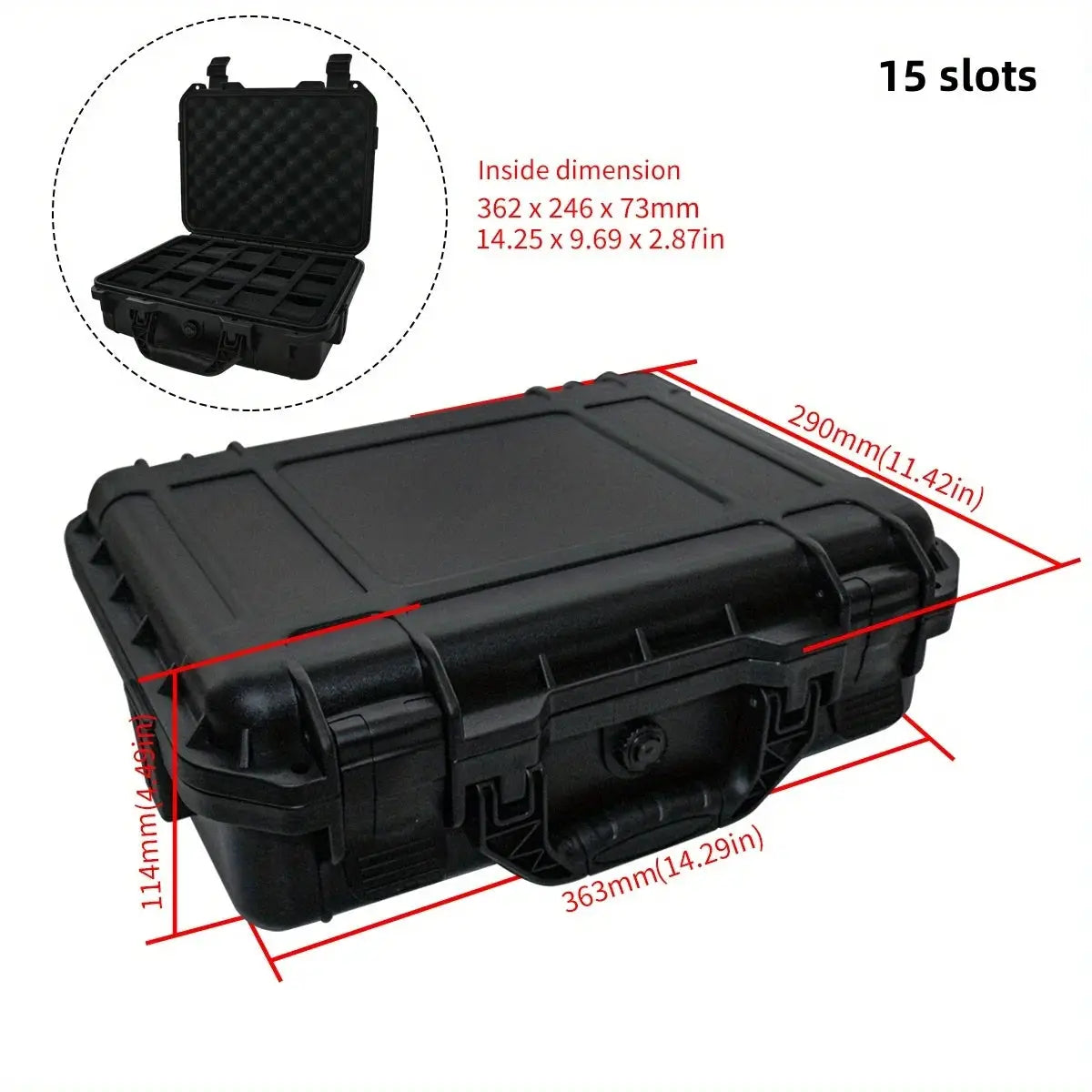 TimeGuard 8 By 15 Slot Watch Collection Storage Box Moisture Proof Mildew Resistant Thickened Plastic With Sponge Padding