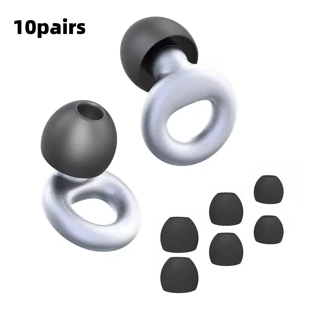 HUAK Quiet Ear Plugs Noise Reduction Reusable Hearing Protection 8 Soft Silicone Ear Tips XS S M L Sleep Swim Work