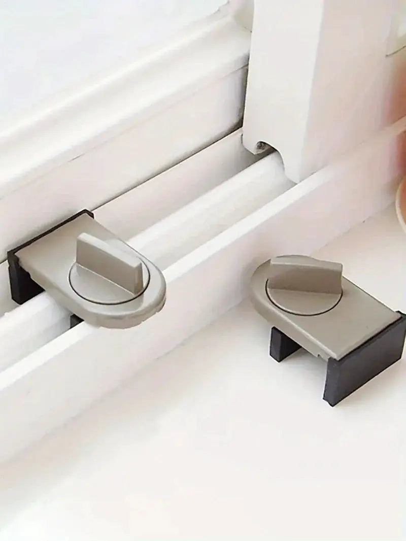 Sliding sash stopper lock, Simples Market, 1–2 pcs, gray plastic, child safety for windows and doors