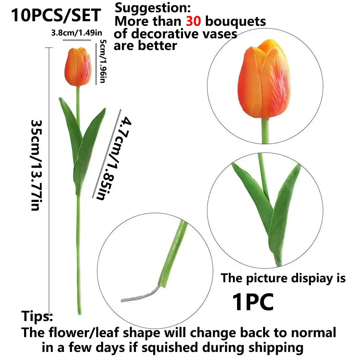 10 Pieces Artificial Tulips Realistic Touch Scrapbooking Vase Home Decor Wedding Garland Arch Bouquet DIY