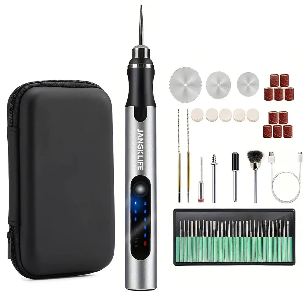 JANGKLIFE USB Cordless Rotary Tool Kit Engraving Pen For Jewelry Metal Glass Wood DIY Mini Wireless Drill