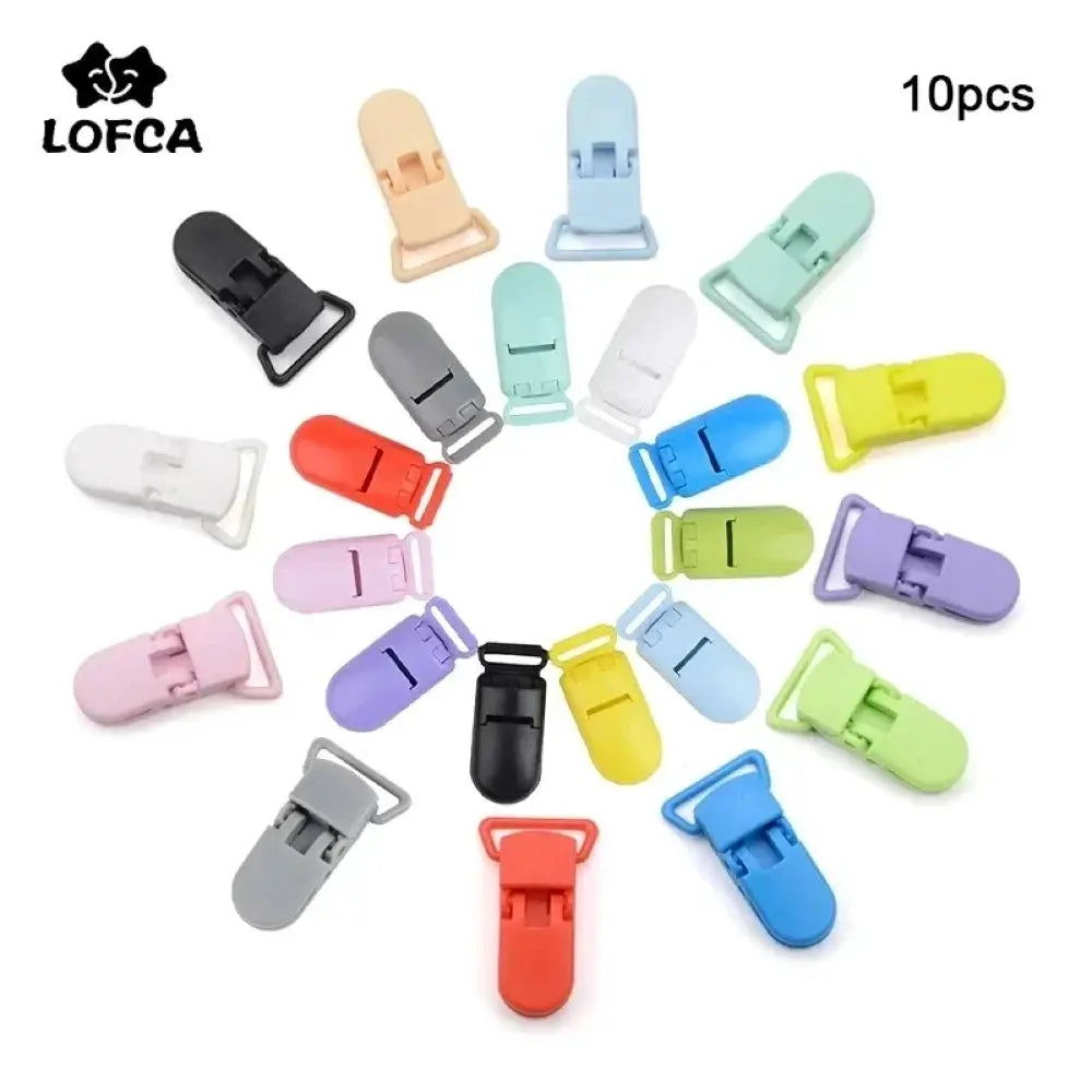 LOFCA Baby Pacifier Clips Set 10 Pieces 15mm and 20mm Plastic Clasps Colorful DIY Toy Jewelry Making
