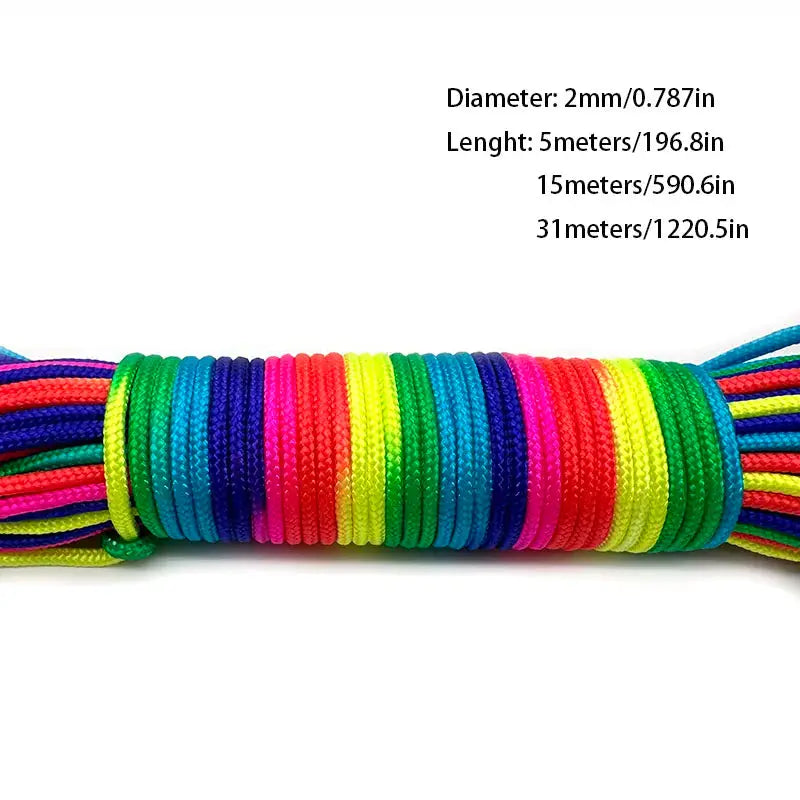 Rainbow paracord rope by Simples Market, 7-strand nylon cord in multi-color coils