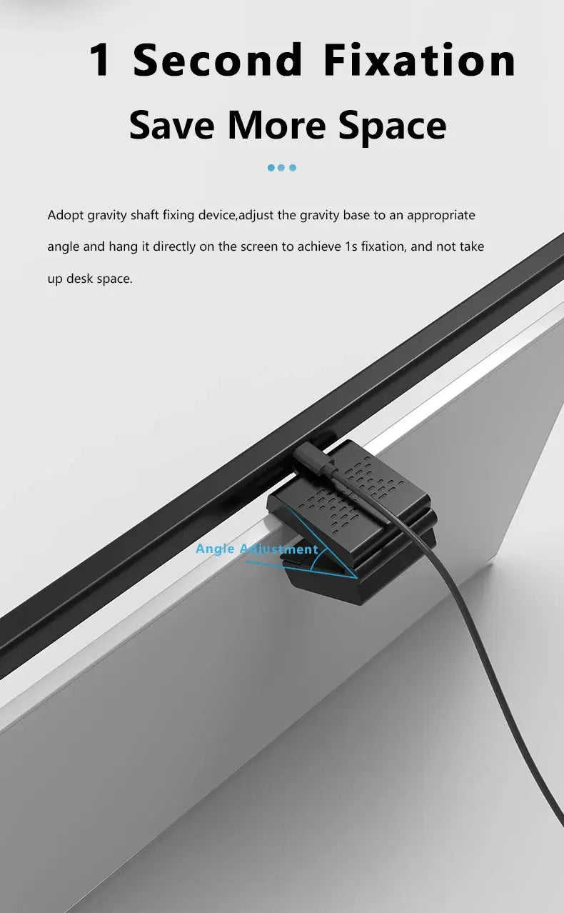 50cm black monitor light bar with USB power, stepless dimming, mounted on top of a computer monitor