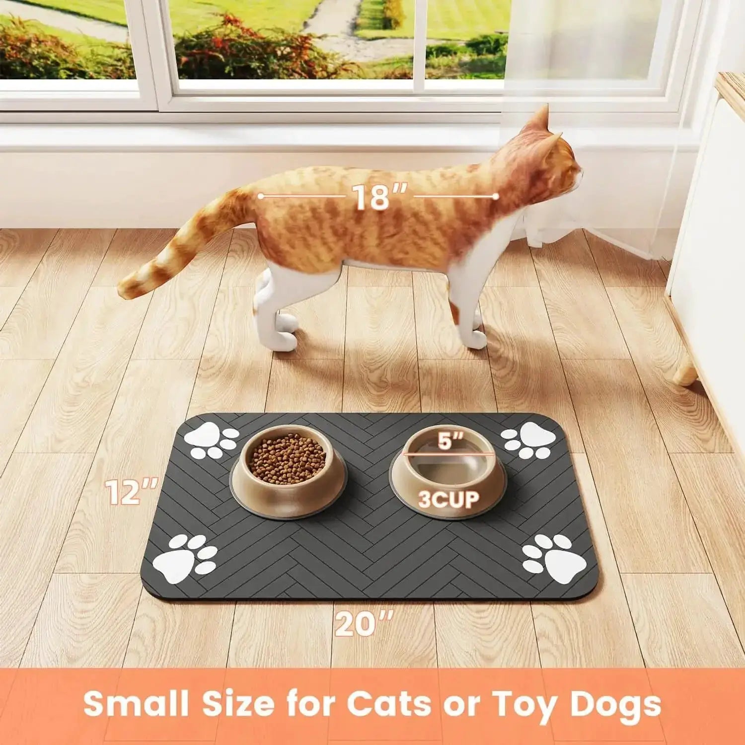 Absorbent Pet Feeding Mat With Waterproof Rubber Backing Non Slip For Dog And Cat Food And Water Bowls Quick Dry