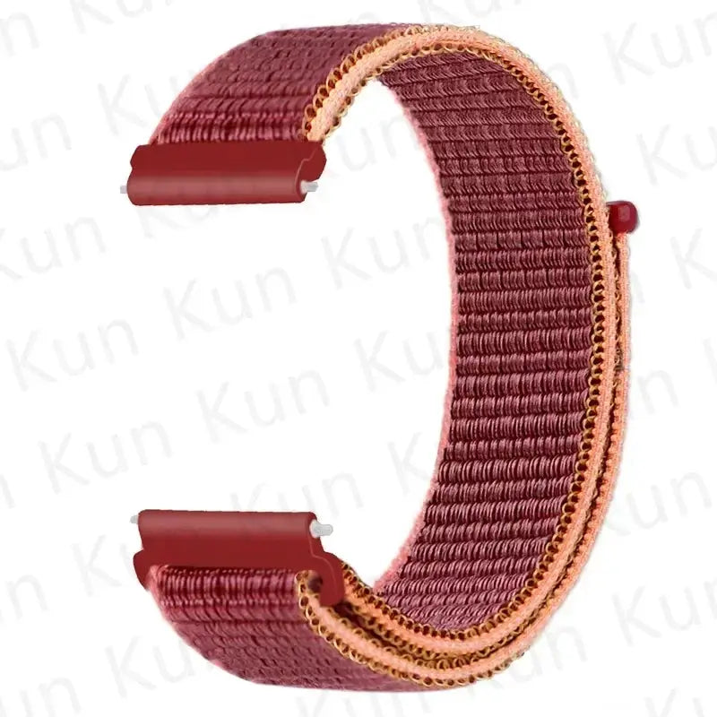 Nylon loop watch strap for Redmi Watch 5 Active/Lite, red with orange edging, 20-22mm watchband