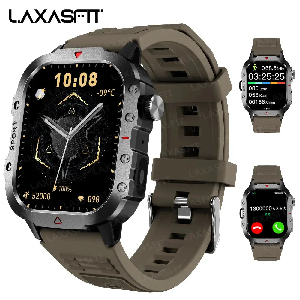 LAXASFIT Men Sports Smart Watch With 1.71 Inch HD Touch Screen Blood Oxygen Bluetooth Calling And Multi Sport Modes