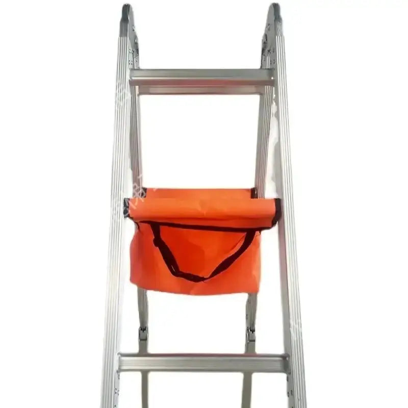 Simples Market folding aluminum ladder with orange Oxford cloth tool bag attached