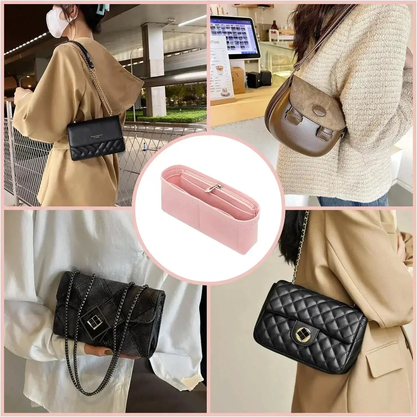 Longchamp Mini Tote Bag Organizer With Custom Fit Inner Liner To Keep Bags Structured And Organized