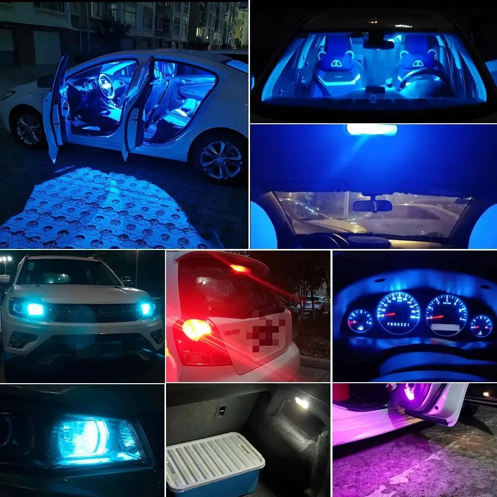 10X New W5W LED T10 COB Glass Interior Bulbs White Ice Blue Yellow 12V For Dome Lights And License Plate